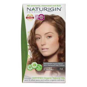 NATURIGIN Organic Based 100% Permanent Hair Colours Medium Blonde Red 7.4 barva na vlasy 115 ml
