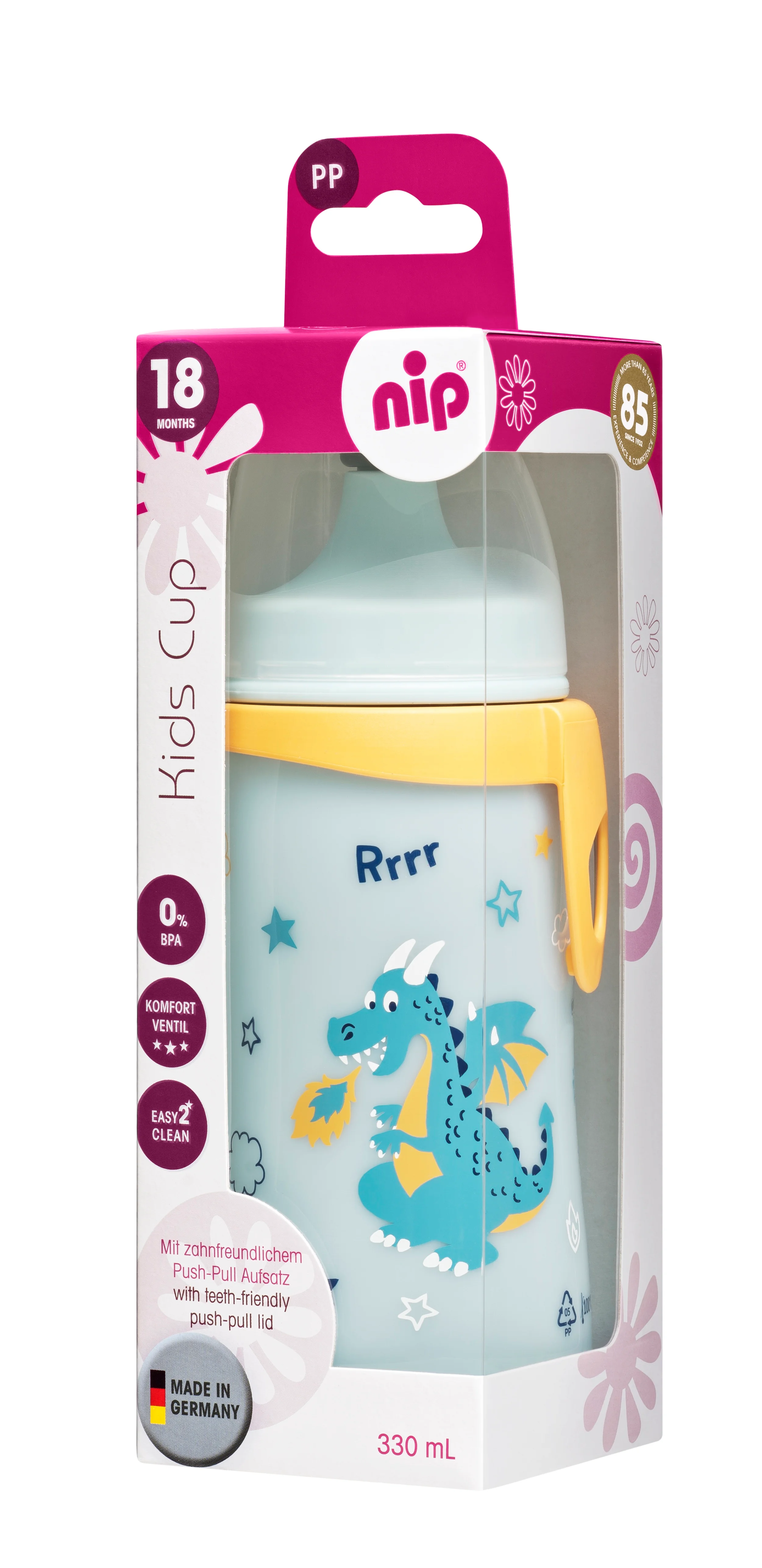 nip Kids cup láhev s pítkem PP, 330ml, kluk