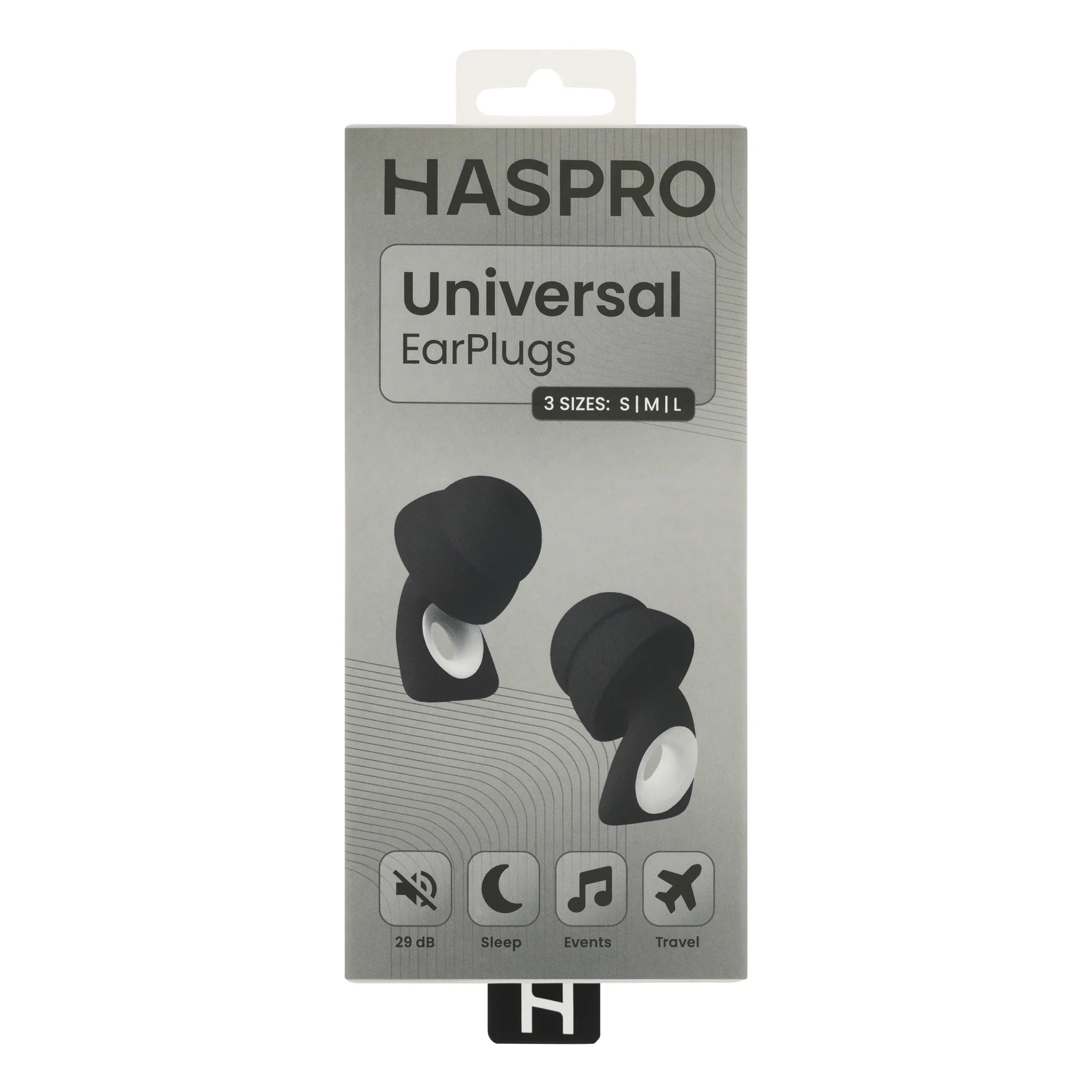 HASPRO Univerzální špunty do uší, silikonové, 29 dB, koncovky (S,M,L) - černá