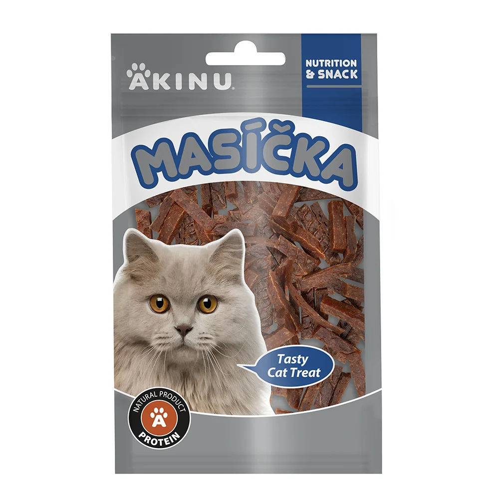 Akinu MASÍČKA Kachní nudličky pamlsek pro kočky 20 x 50 g