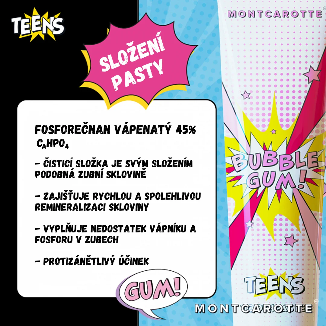 Montcarotte Teens Bubble Gum zubní pasta 50 ml