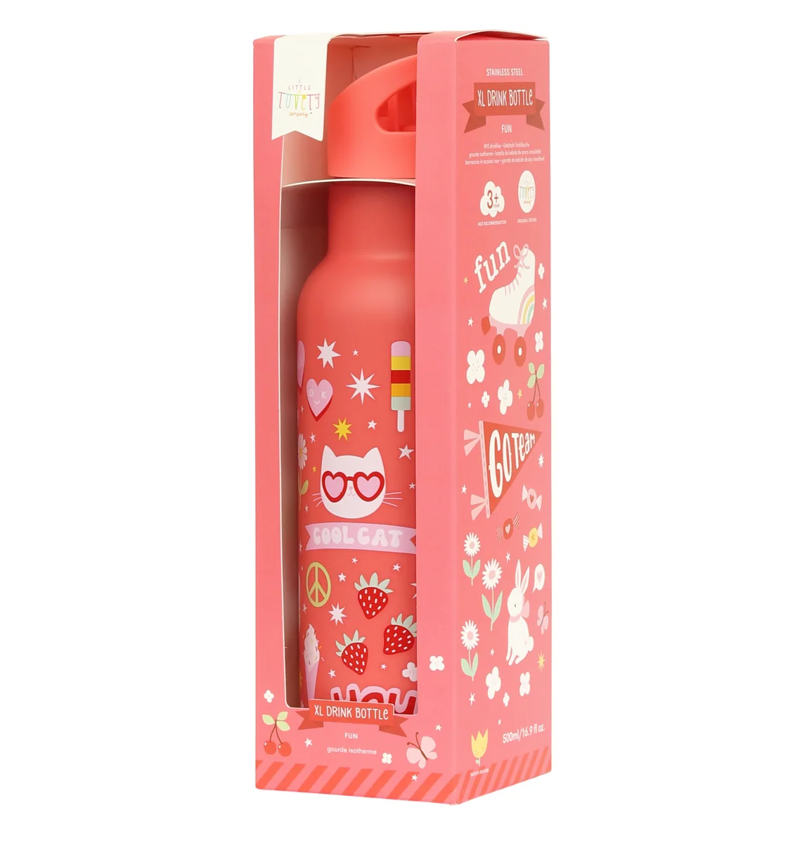 A Little Lovely Company nerezová lahev na pití, 500 ml - zábava