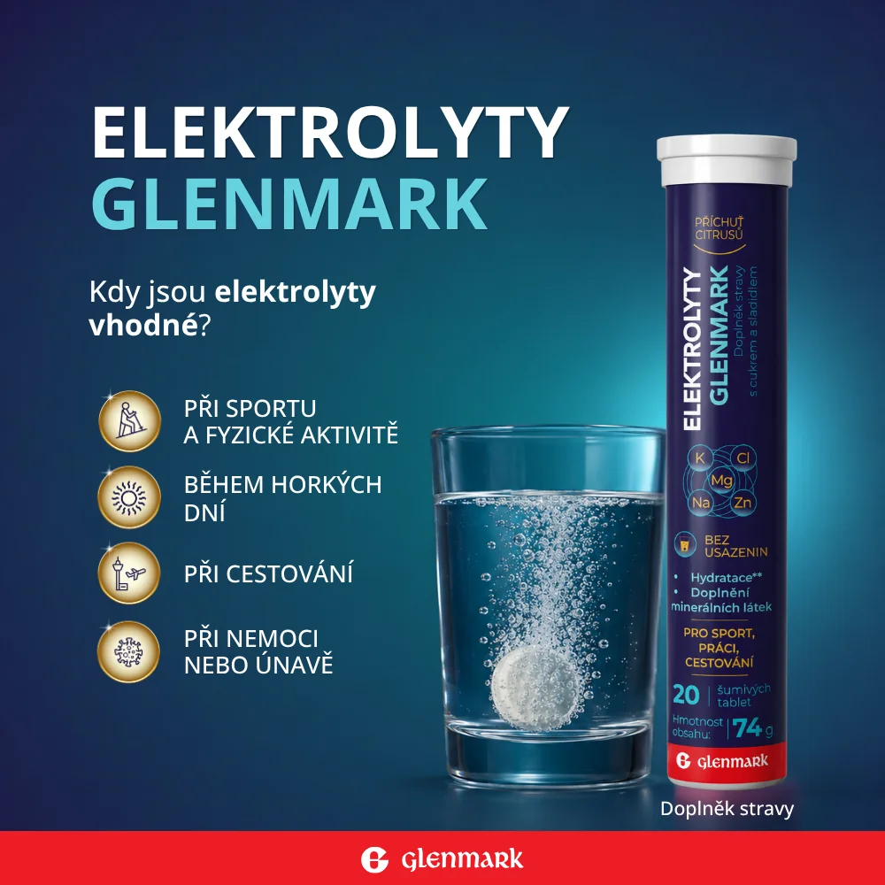 Glenmark Elektrolyty příchuť citrusů 20 šumivých tablet