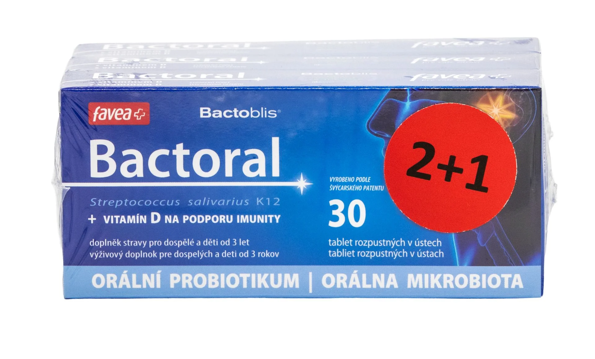 Favea Bactoral + vitamín D 30 tablet 2+1