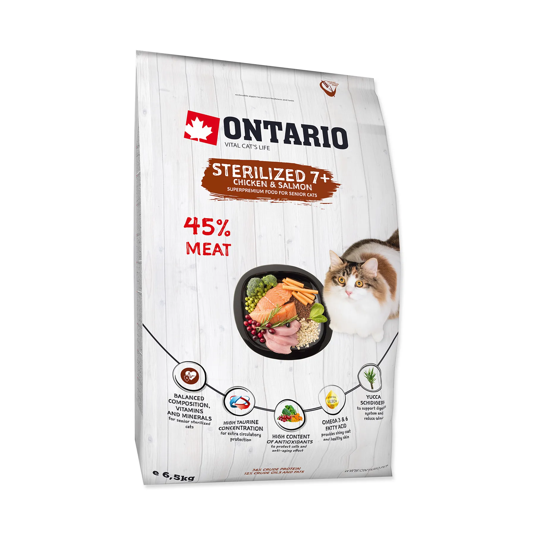 Ontario Cat Sterilised 7+ granule 6,5 kg
