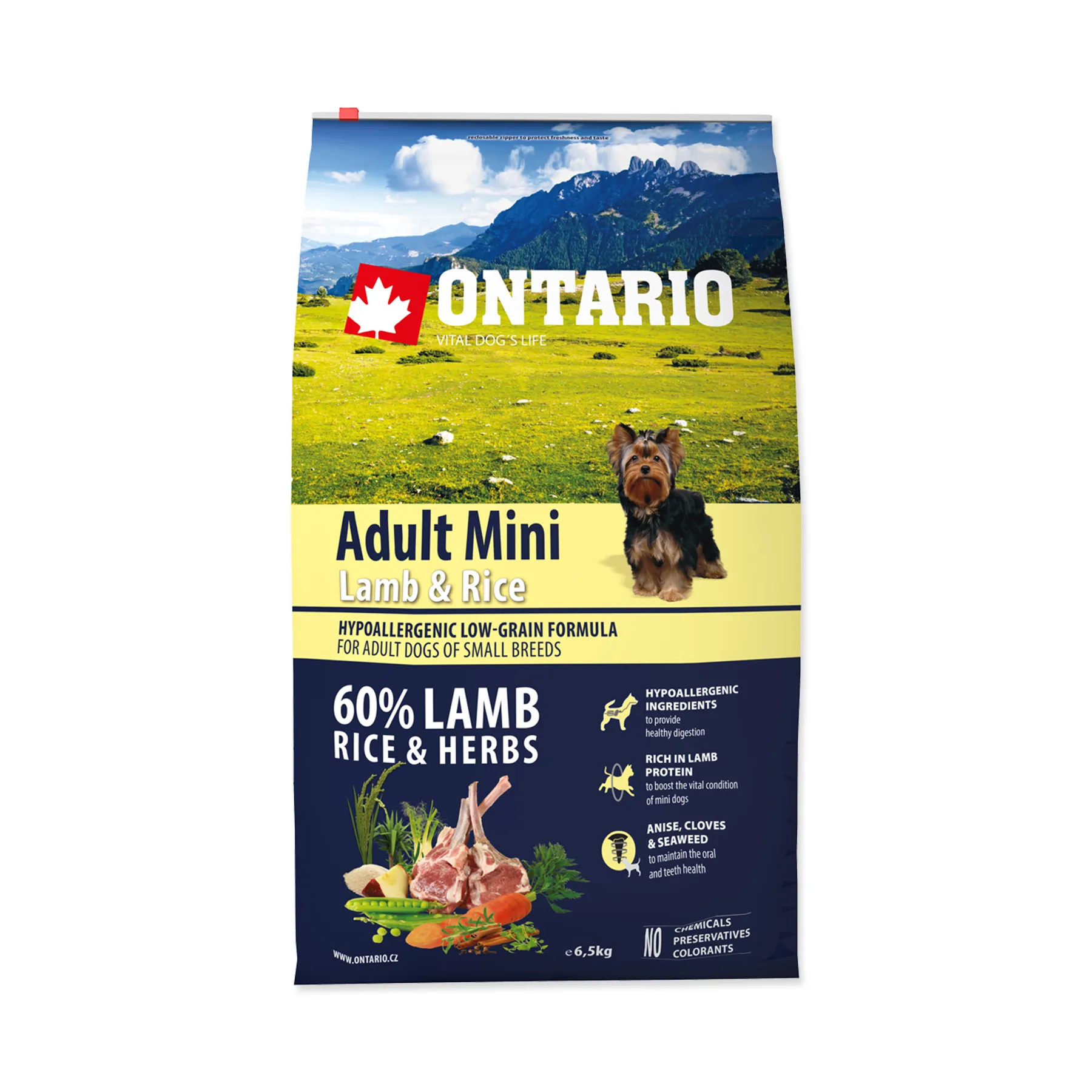 Ontario Adult Mini Lamb&Rice granule 6,5 kg