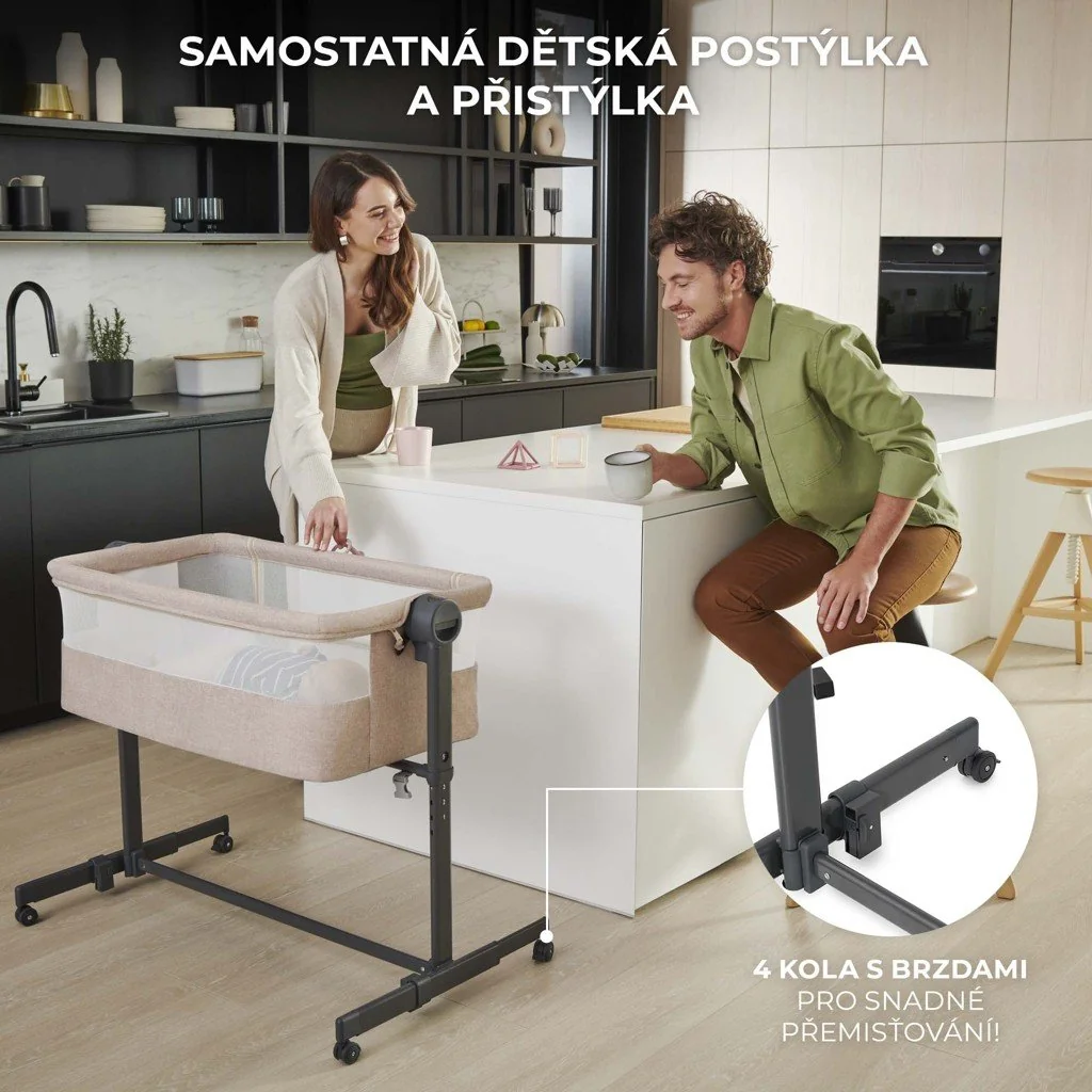 Kinderkraft Postýlka dětská polohovatelná Nestee Up2 Full Light Grey