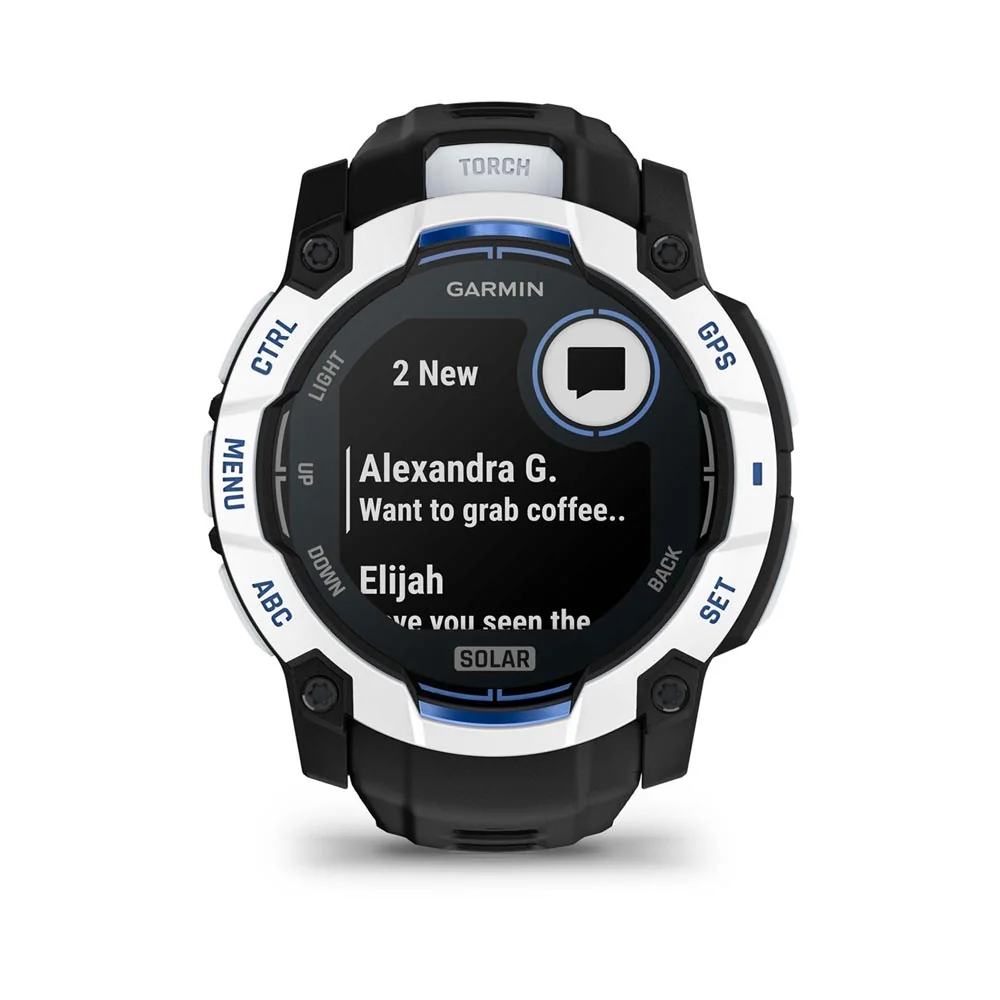 Garmin Instinct 3 Solar 50 mm chytré hodinky Whitestone Black/Blue