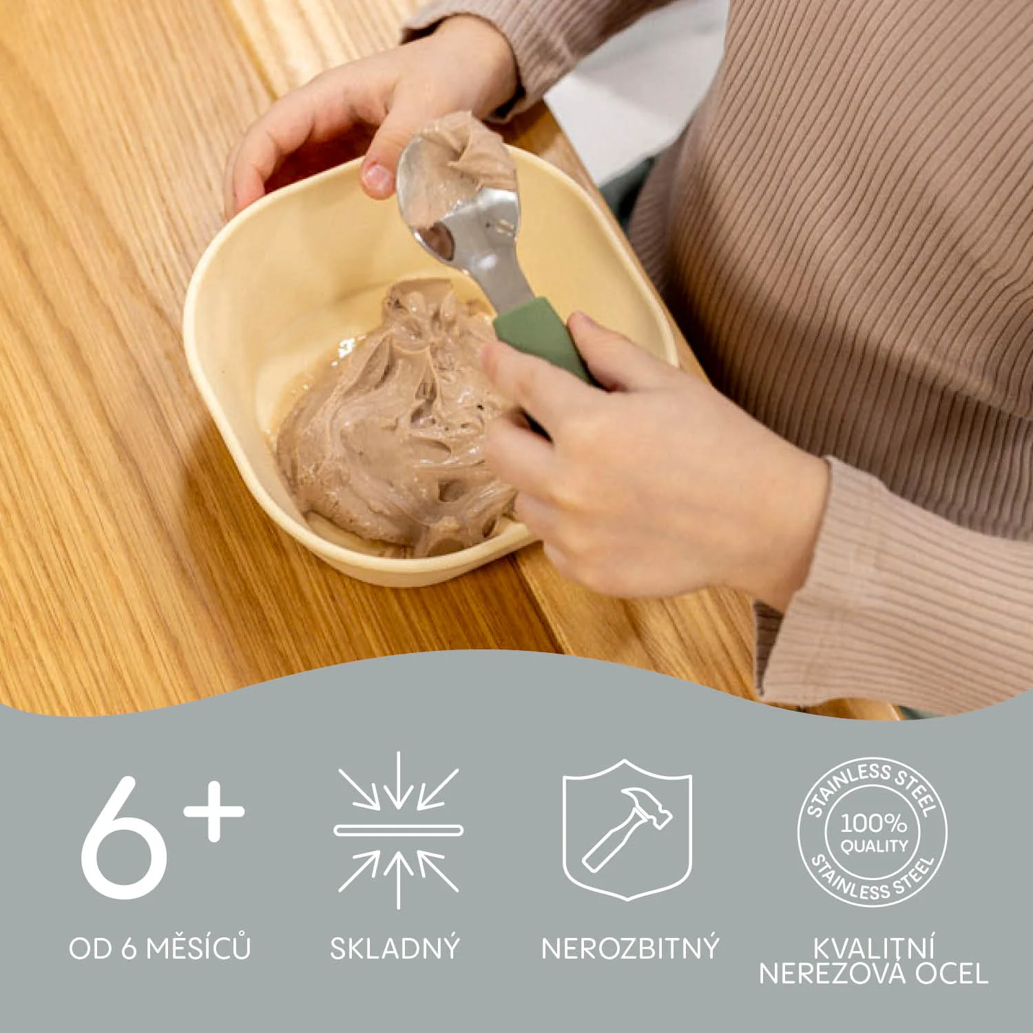 Zopa Silikonový dětský příbor, Dove Grey 4