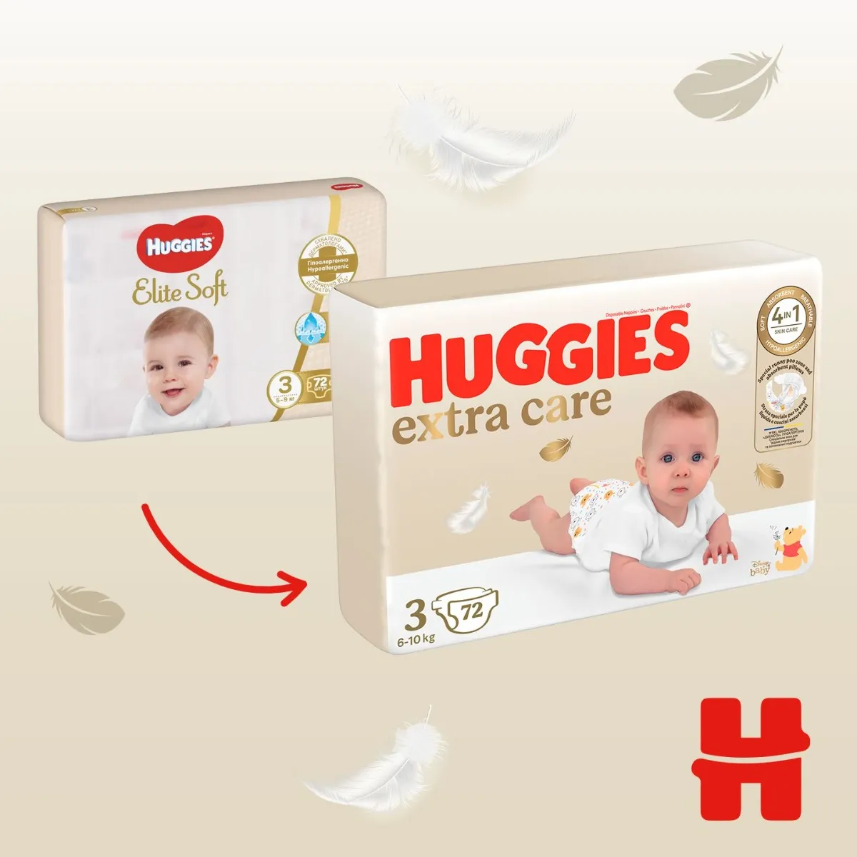 Huggies Elite Soft 3 5–9 kg dětské pleny 72 ks