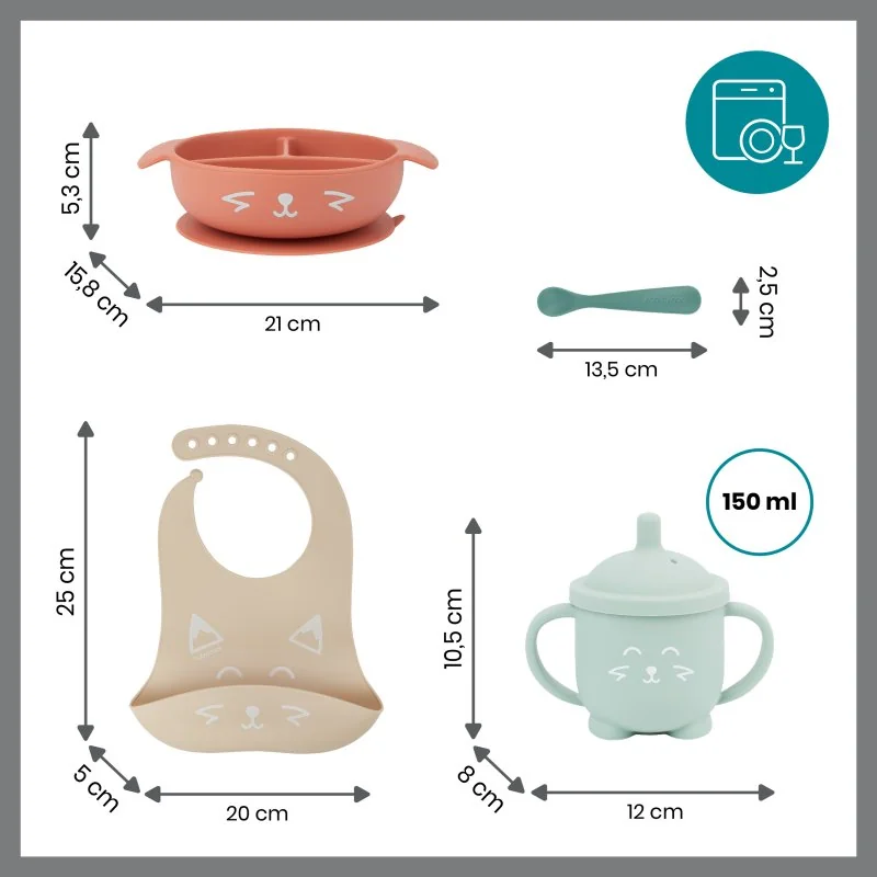 Babymoov silikonová jídelní sada LEARN´ISY KIT Fox