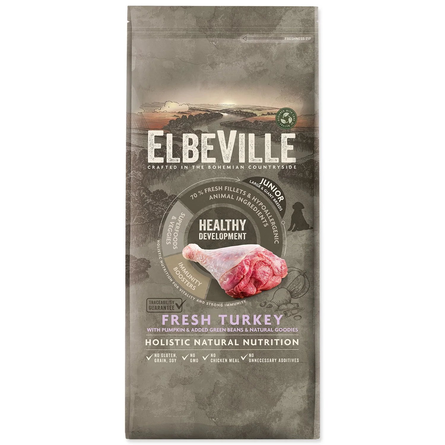 Elbeville Krmivo Puppy and Junior Large Healthy Development Fresh Turkey 11,4kg