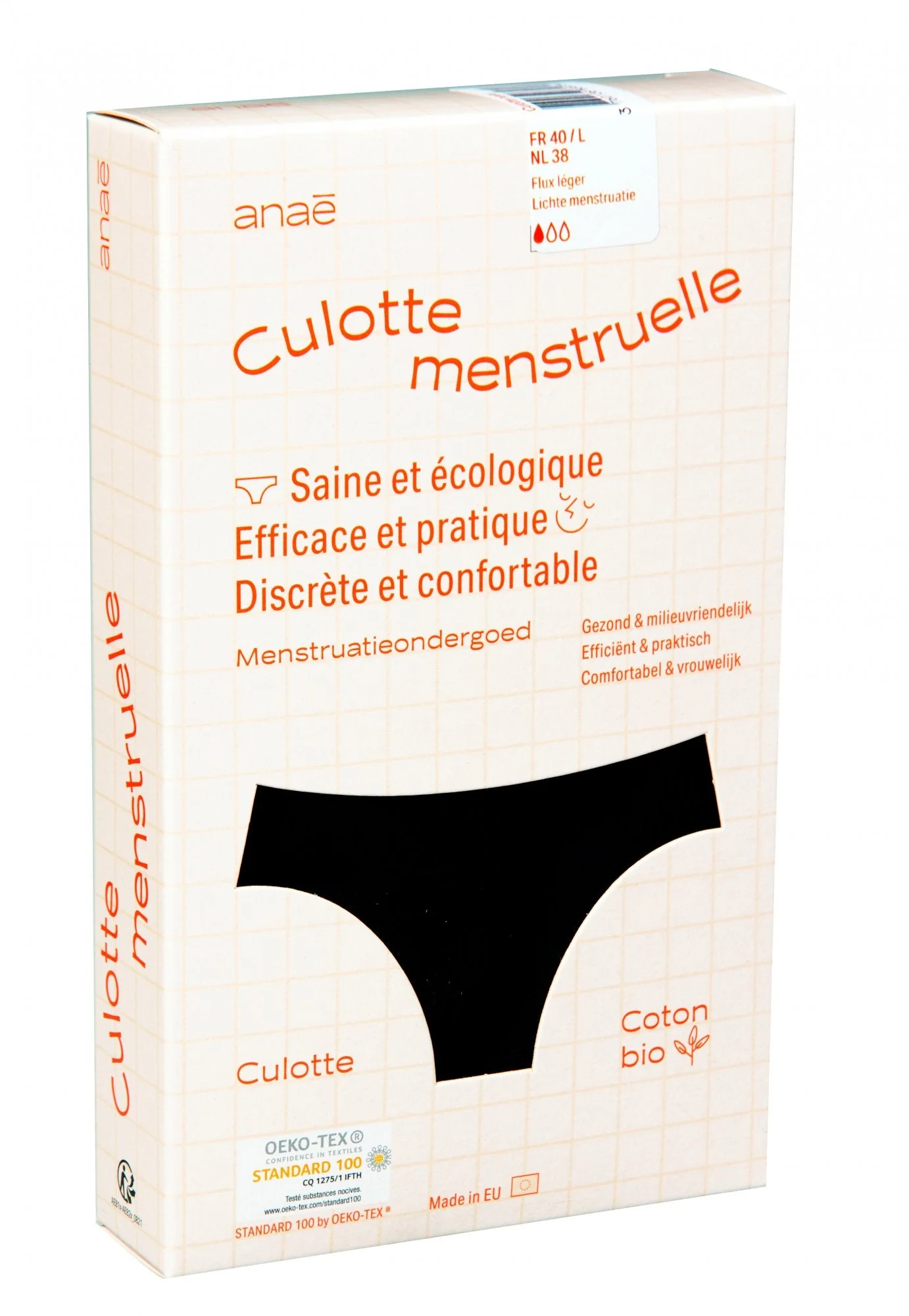 Ecodis Menstruační kalhotky Panty na střední menstruaci - černé XL