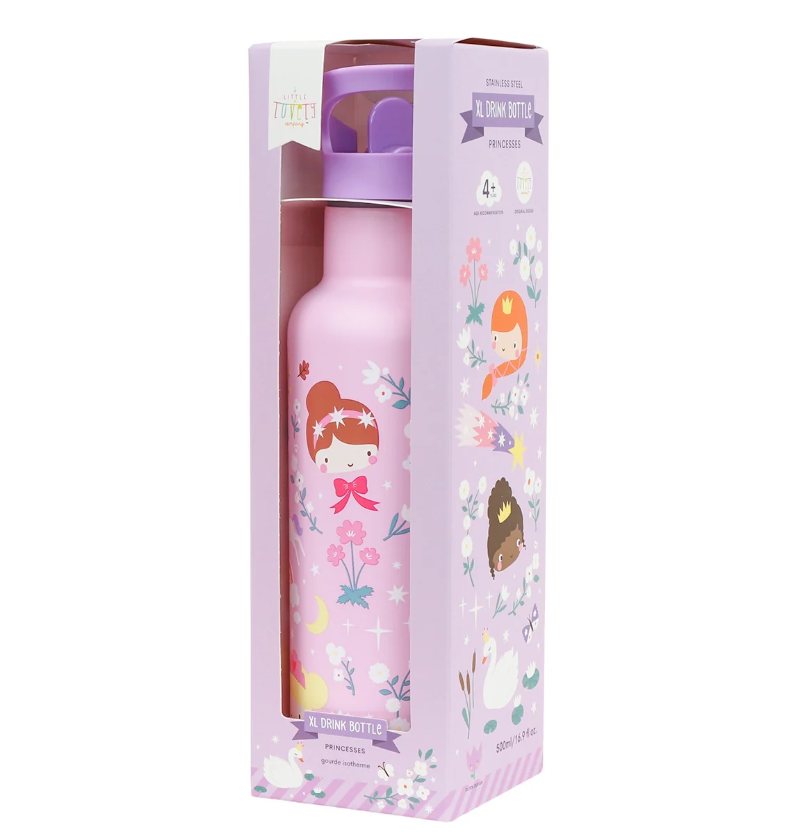 A Little Lovely Company nerezová láhev na pití, 500 ml - princezny
