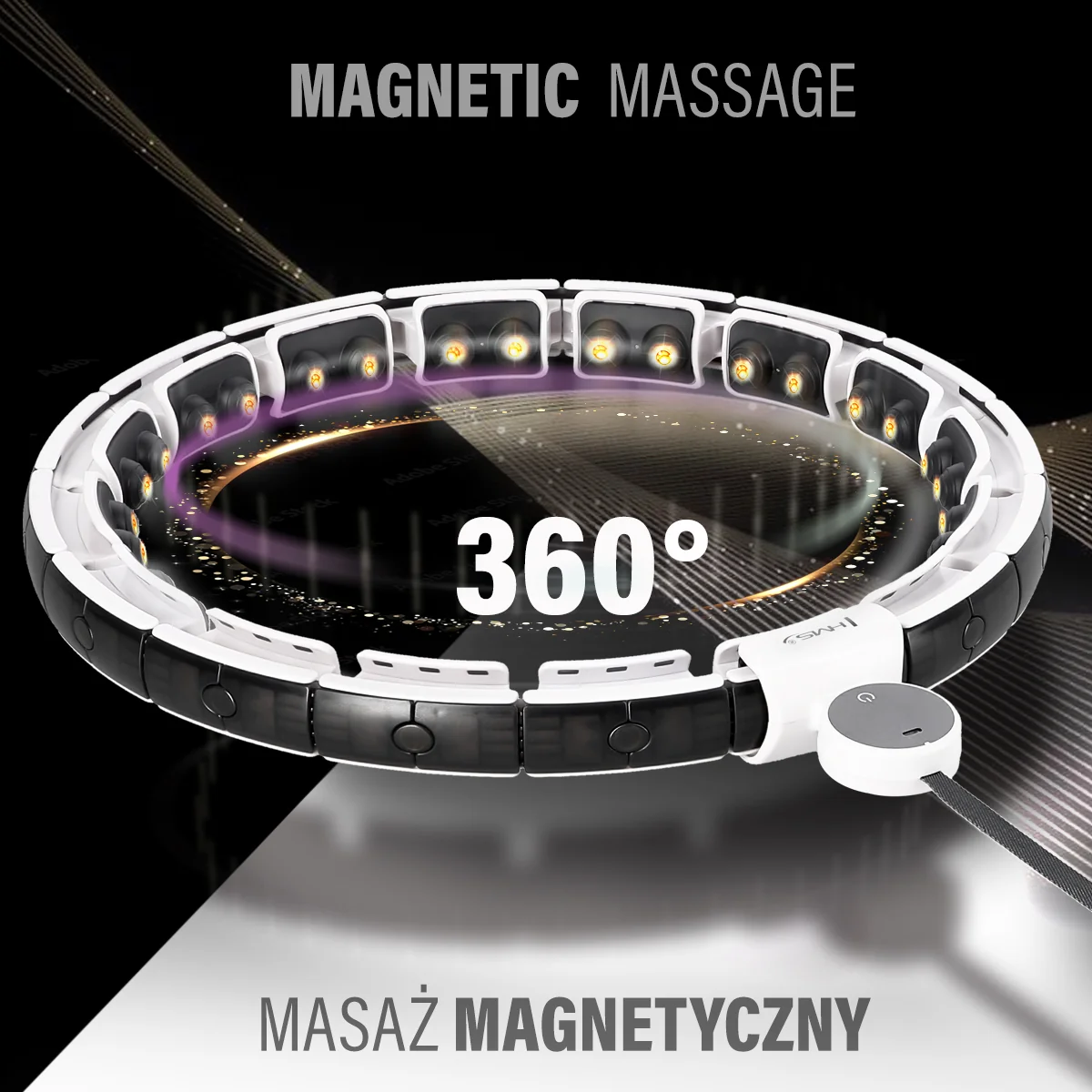 HMS Masážní hula hoop HHM16 se závažím, magnety a počítadlem bílá