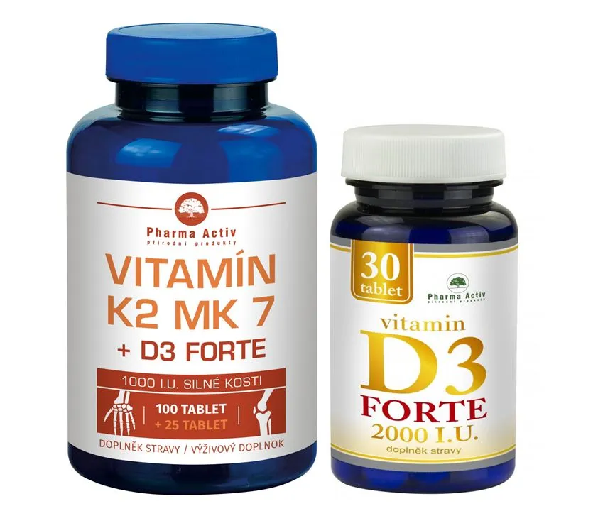 Pharma Activ Vitamin K2 MK7 + D3 Forte 125 tablet + Vitamin D3 Forte 2000I.U. 30 tablet 