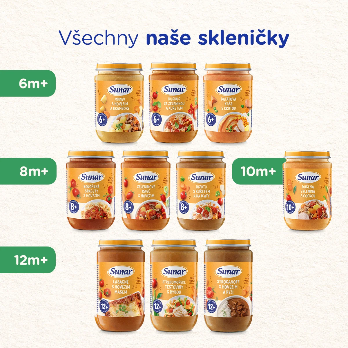 Sunar Příkrm Dušená zelenina s čočkou 10m+ 190 g