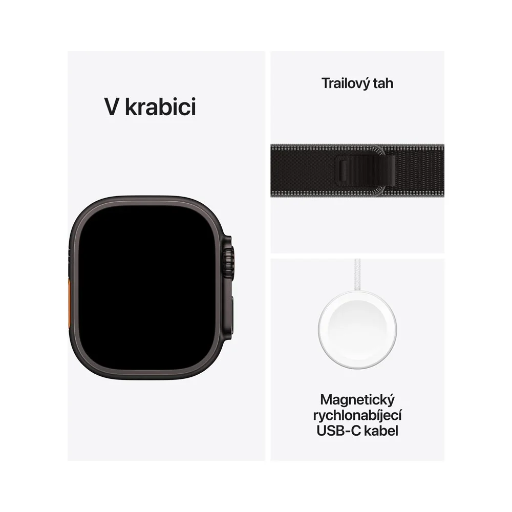 Apple Watch Ultra3 49 mm trailový řemínek černý M/L chytré hodinky