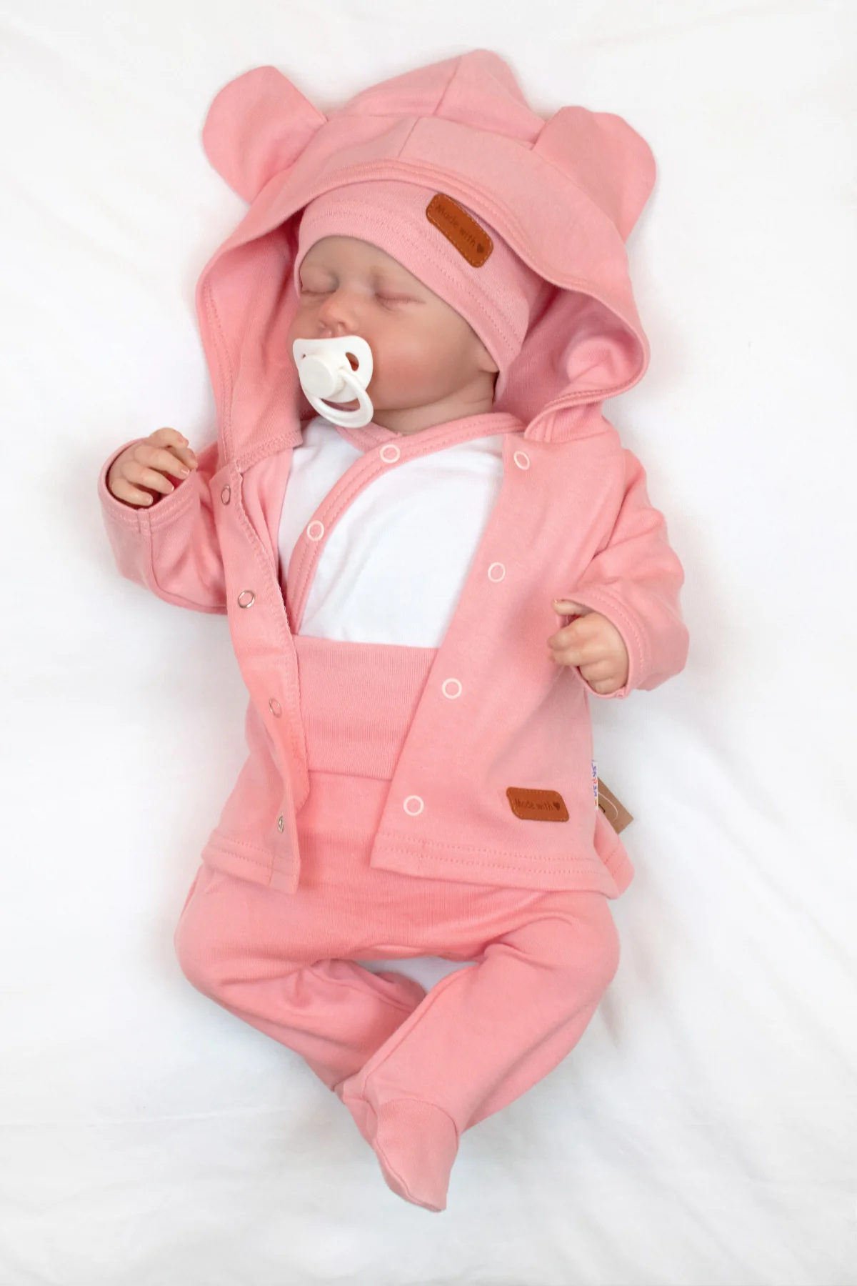 Baby Nellys 5D Bavlněná souprava pro miminko do porodnice Nature, růžová,62