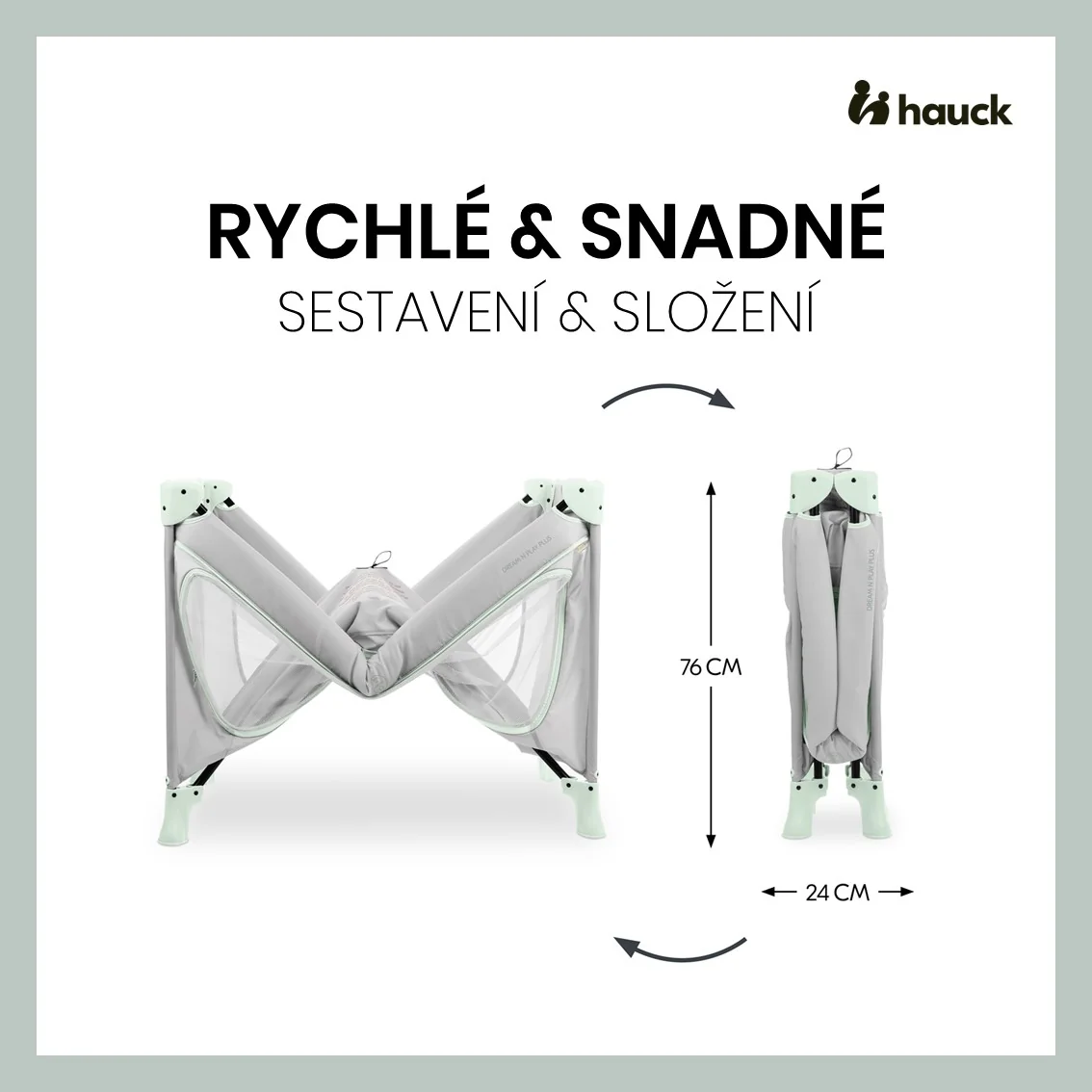 Hauck Cestovní postýlka Dream N Play Plus Dusty Mint
