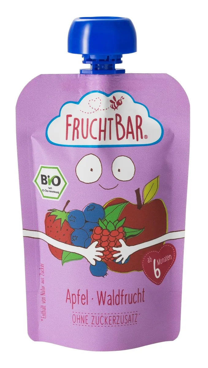 FruchtBar BIO Ovocná kapsička s jablkem a lesními plody 100 g