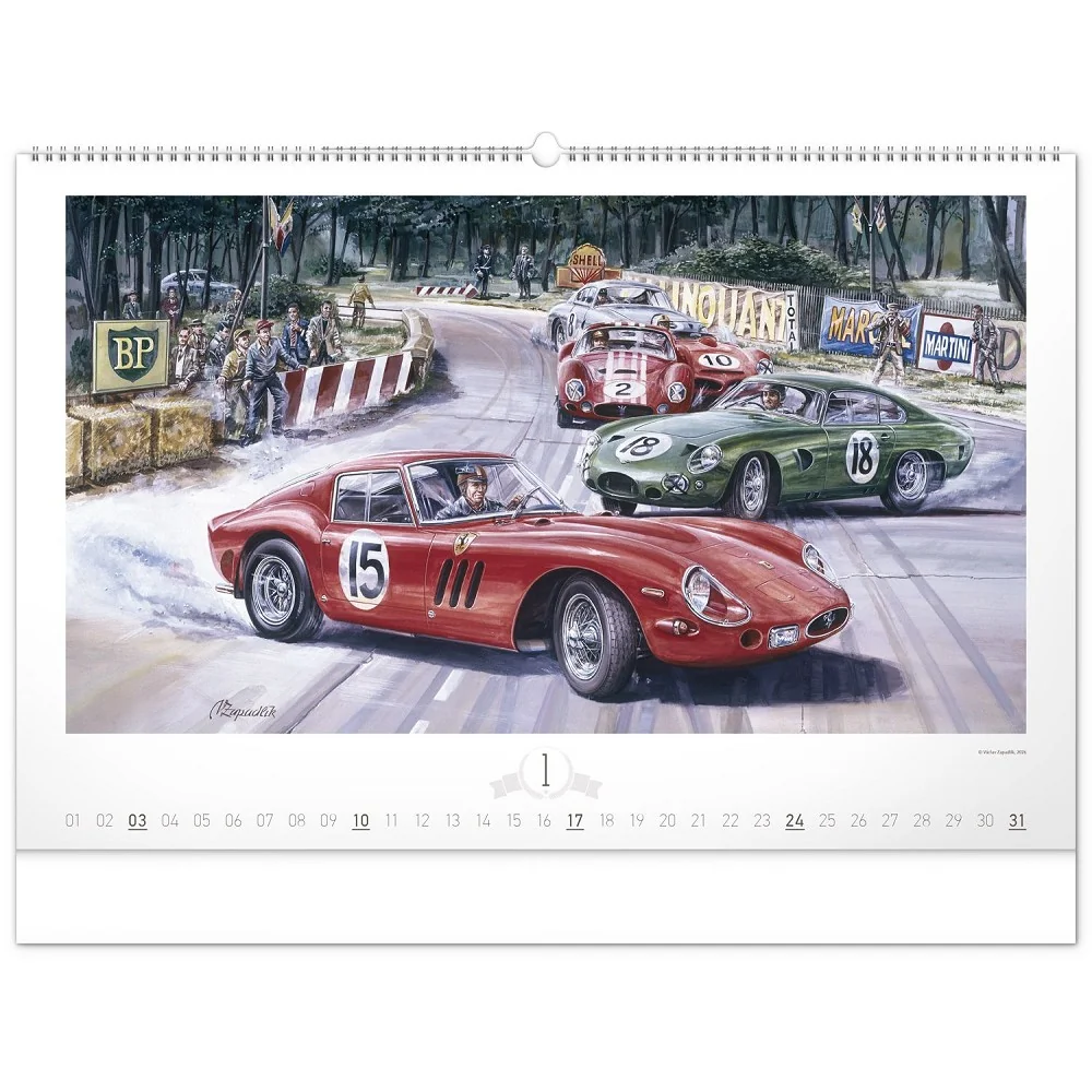 NOTIQUE Nástěnný kalendář Oldtimers - Václav Zapadlík 2027 64 × 42 cm