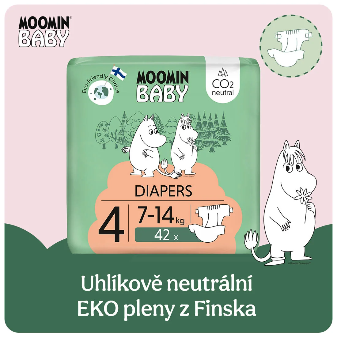 Moomin Baby 4 Maxi 7–14 kg eko pleny 42 ks