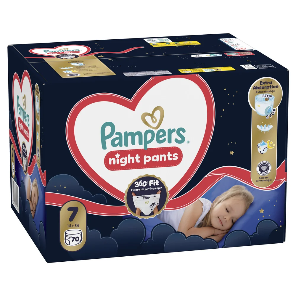 Pampers Night Pants vel. 7 15+ kg dětské plenkové kalhotky 70 ks