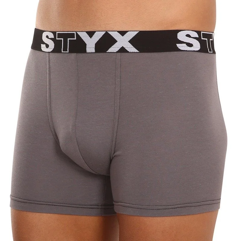 Styx Pánské boxerky long sportovní guma tmavě šedé (U1063) XL