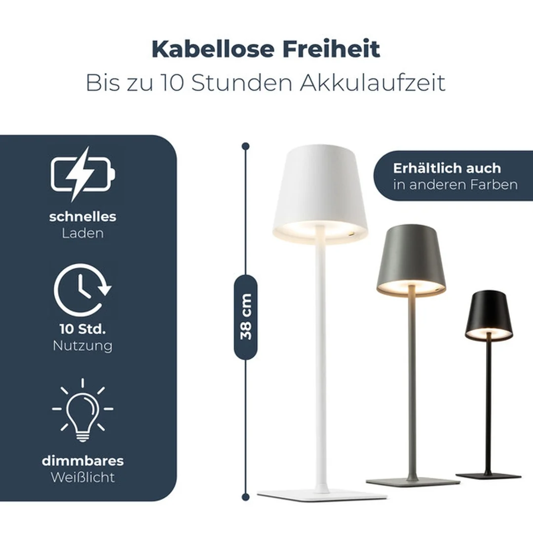 Classbach TL 4025 LED Dobíjecí stolní lampa bílá 38 cm