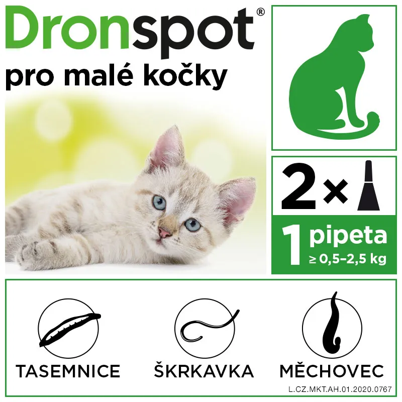 Dronspot 30 mg/7,5 mg pro malé kočky spot-on 2x0,35 ml 