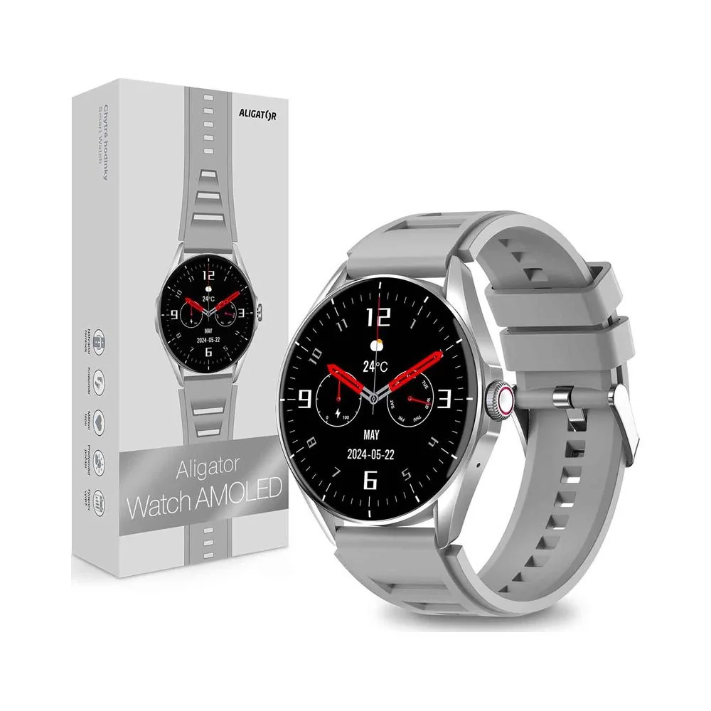 Aligator Smart Watch AMOLED chytré hodinky silver