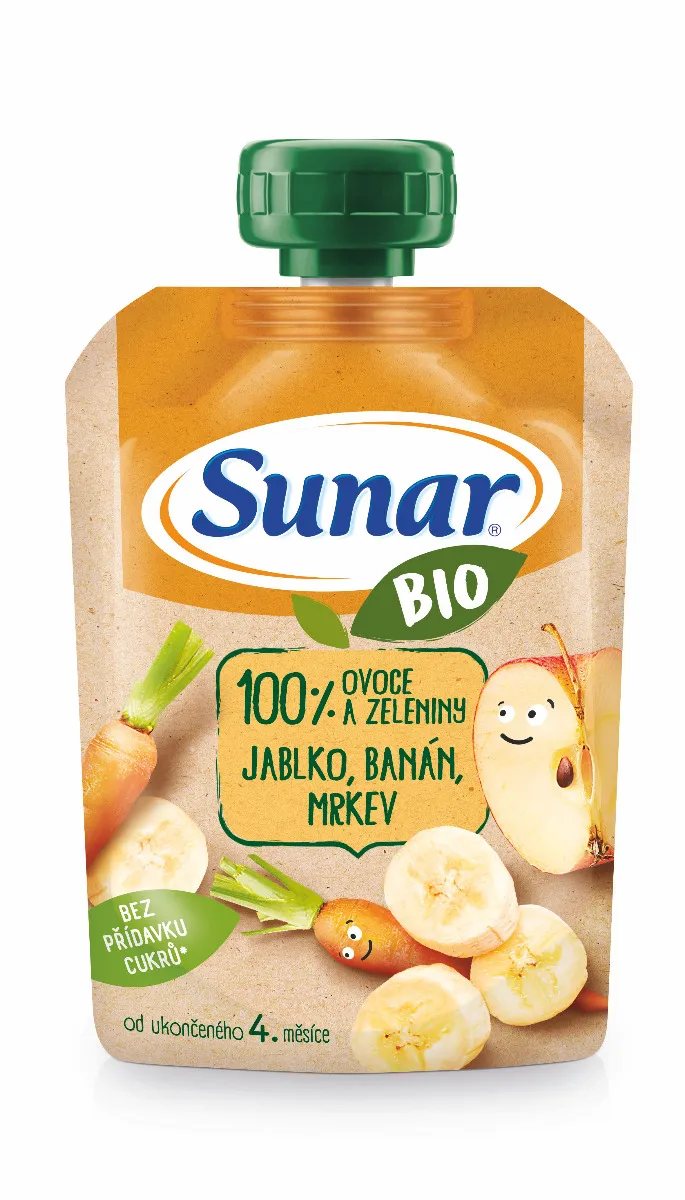 Sunar BIO Jablko, banán, mrkev kapsička 100 g