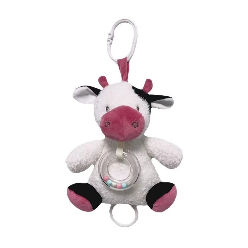 BalibaZoo Plyšová závěsná hračka, kravička s melodii 18 cm pro miminka