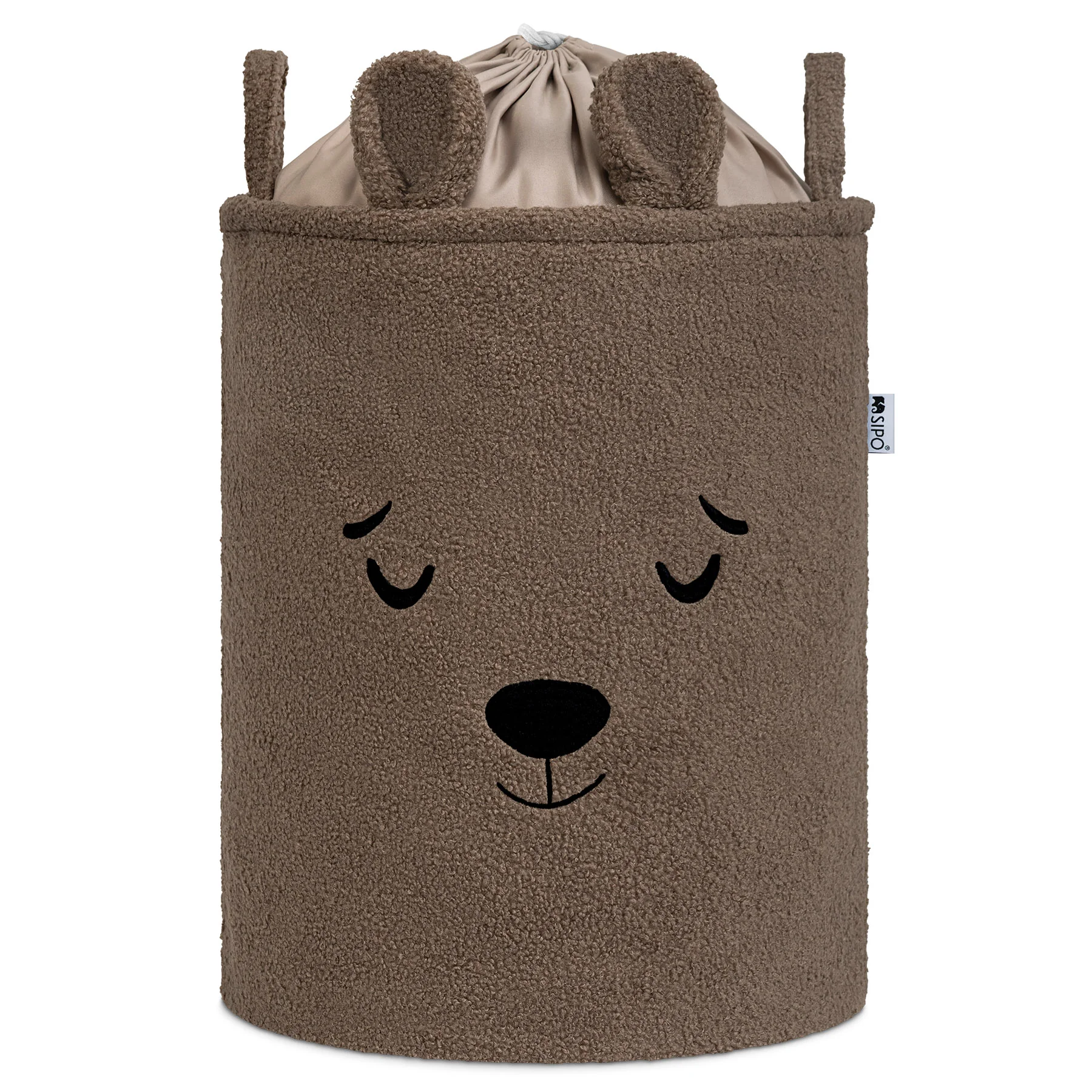 SIPO Koš na hračky Premium Bouclé se šňůrkou / 43 l, Bear (Brown)
