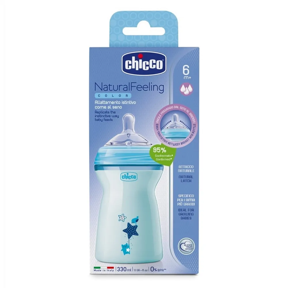 Chicco Natural Feeling Kojenecká láhev 330 ml chlapec