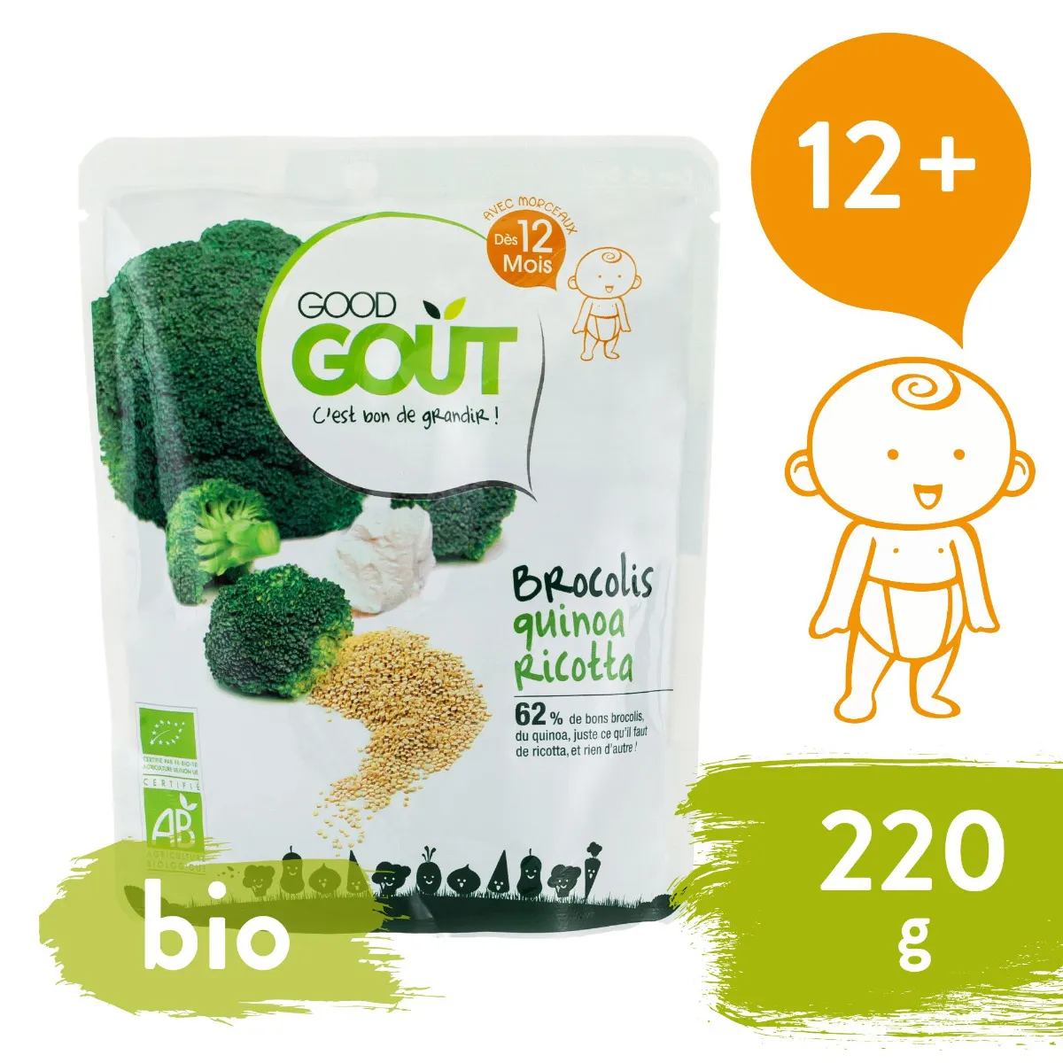 Good Gout BIO Quinoa s brokolicí a ricottou 12m+ 220 g