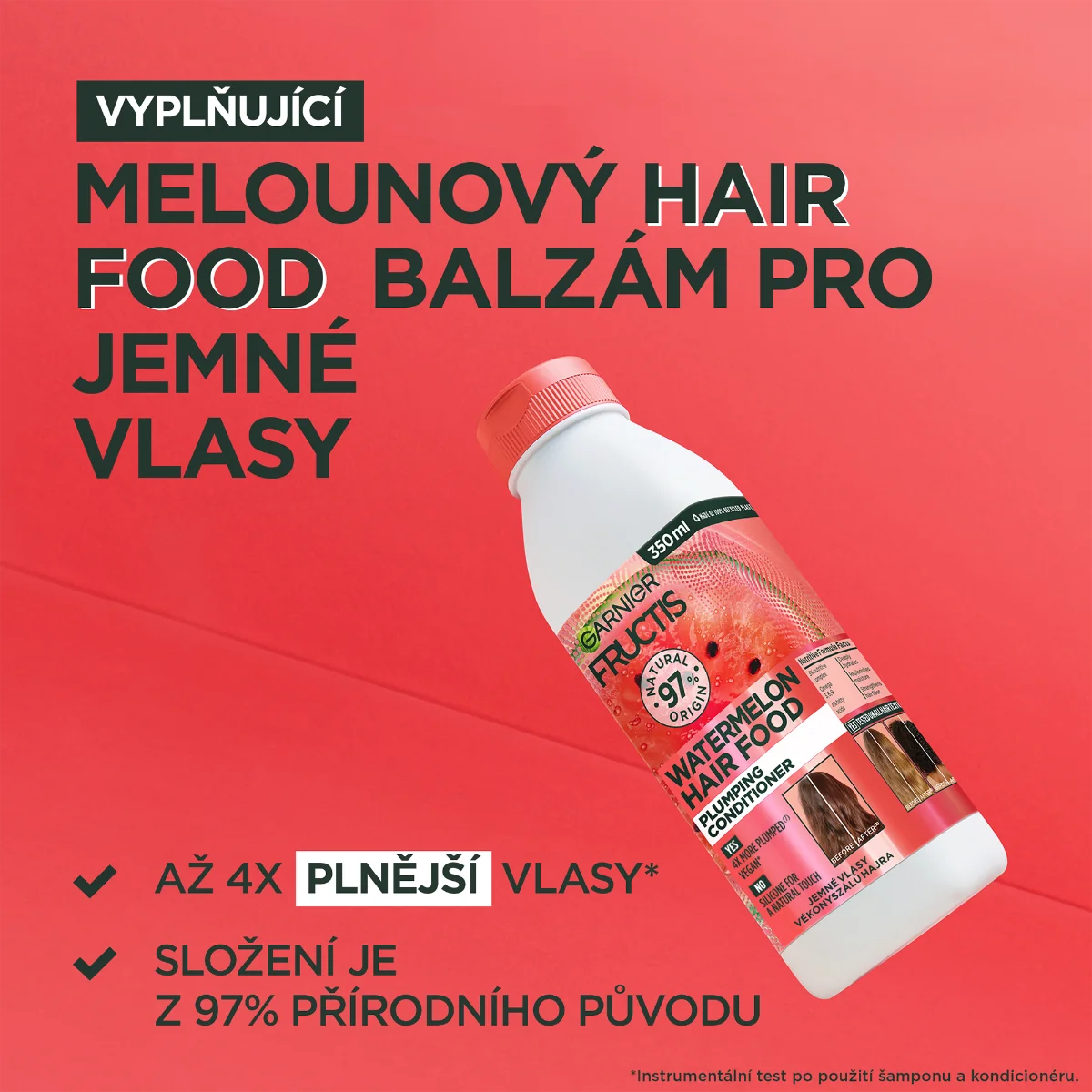 Garnier Fructis Hair Food Watermelon kondicionér pro jemné vlasy bez objemu 350 ml