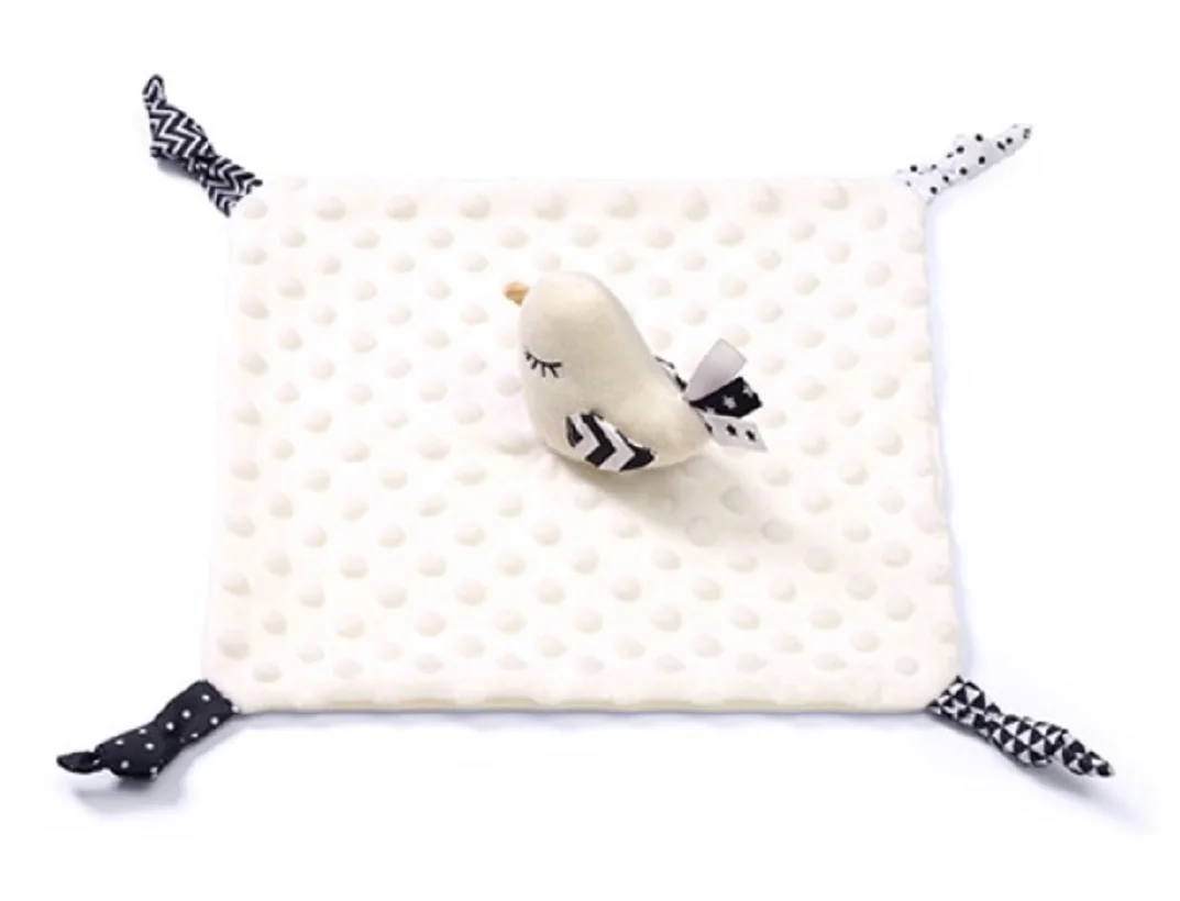 Babyono Přítulníček, mazlíček/šustík minky, Little Birdie, 25 x 25 cm