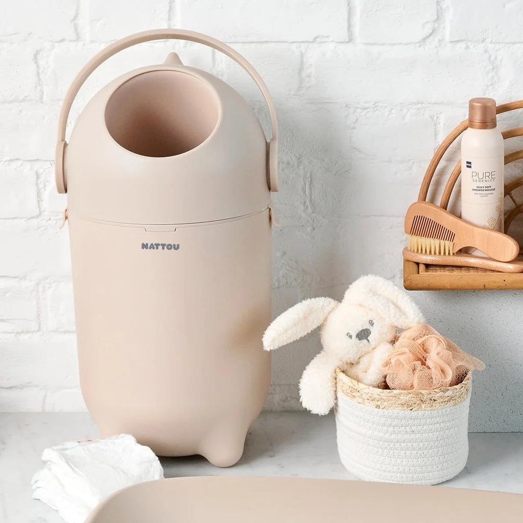 Nattou Koš na pleny Dropy Beige 27 cm, 20l