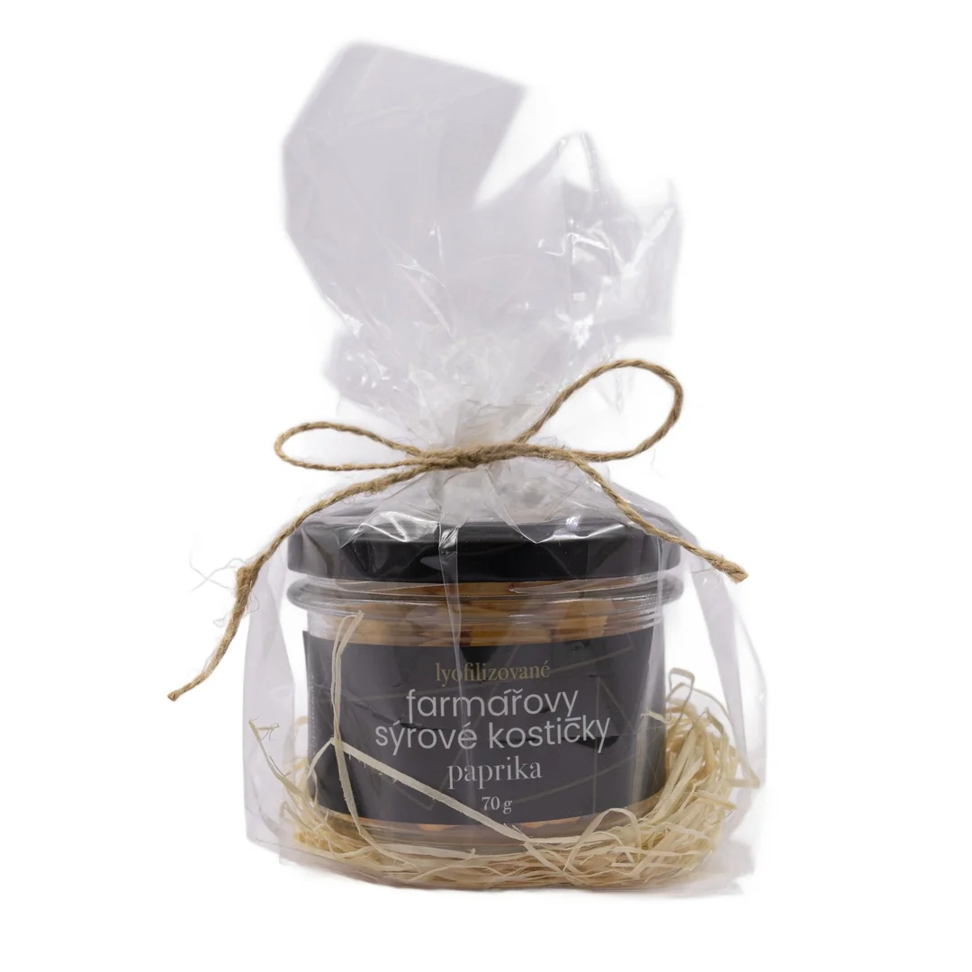 Lyopotraviny Farmářovy sýrové kostičky - paprika, 70 g, Dárkové balení