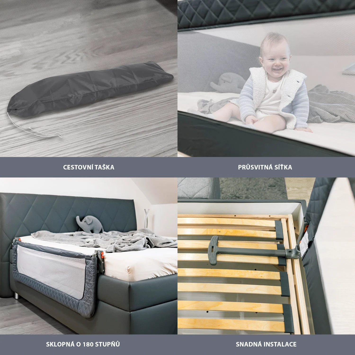 Zopa Zábrana na postel Monna, Antracit Grey 3