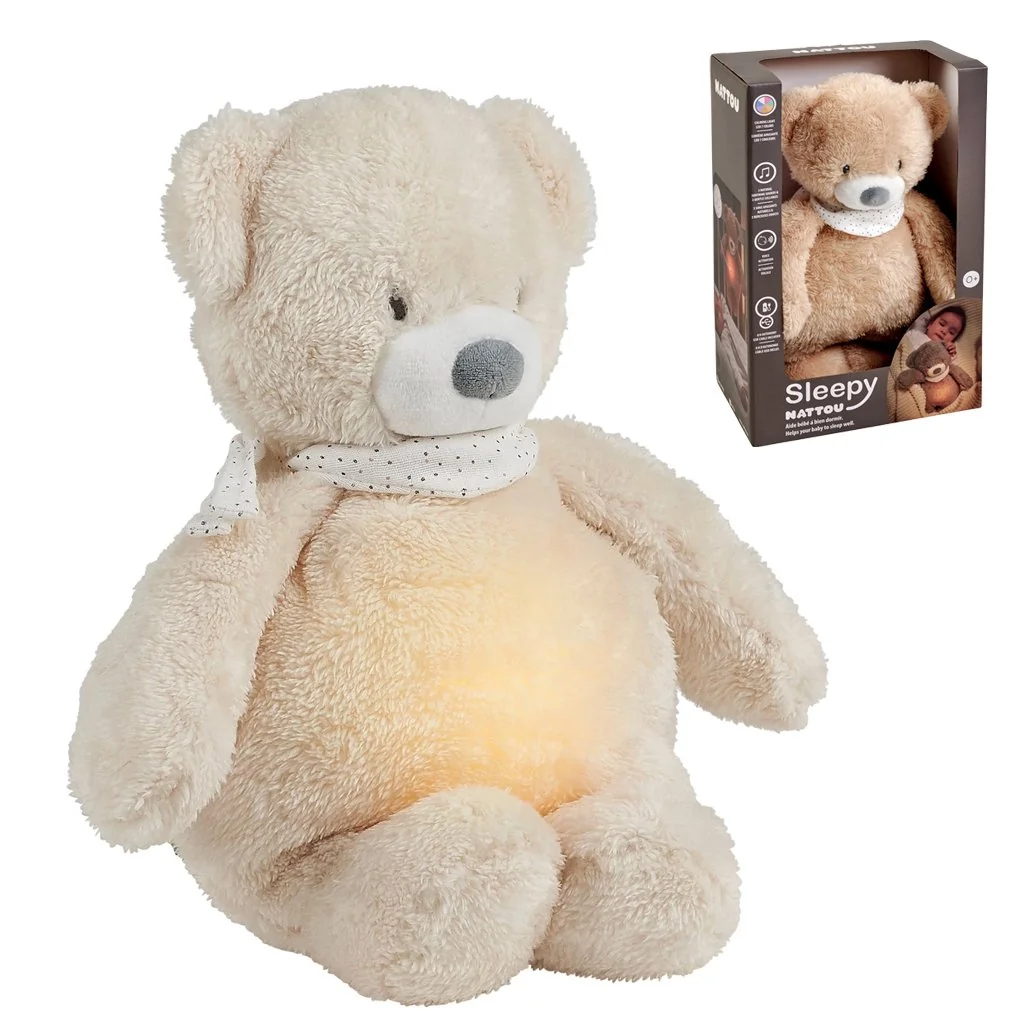 Nattou Uspáváček plyš hudební se světýlkem a senzorem pláče 4v1 Sleepy Bear Beige 0m+