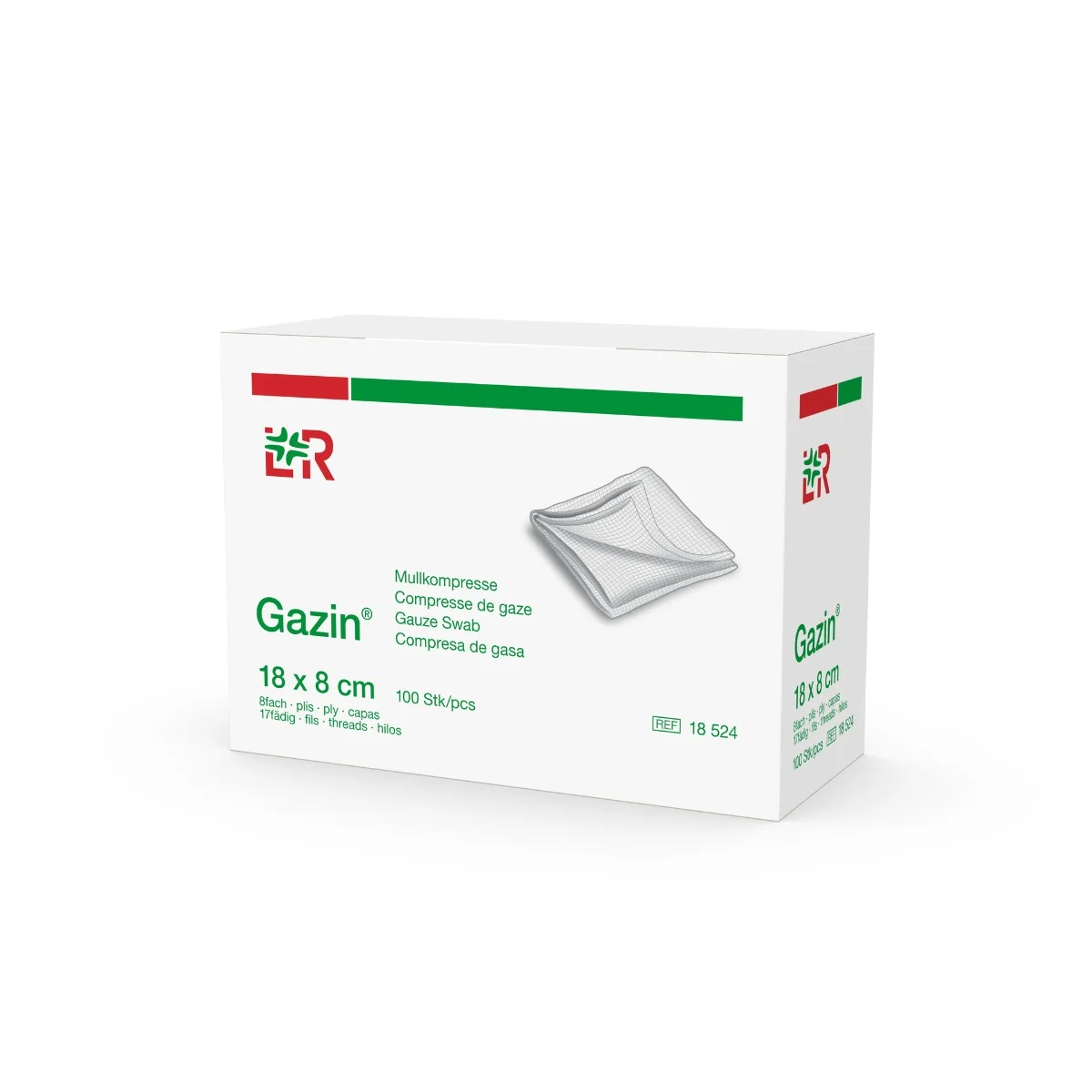 Gazin Gázová komprese hydrofilní nesterilní 18 x 8 cm 100 ks