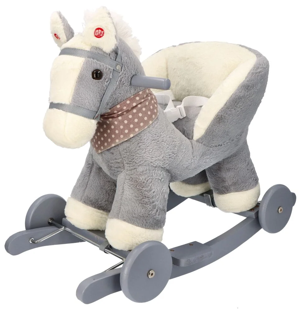 Adam Toys Houpací jednorožec se sedačkou,  kolečky, šedý