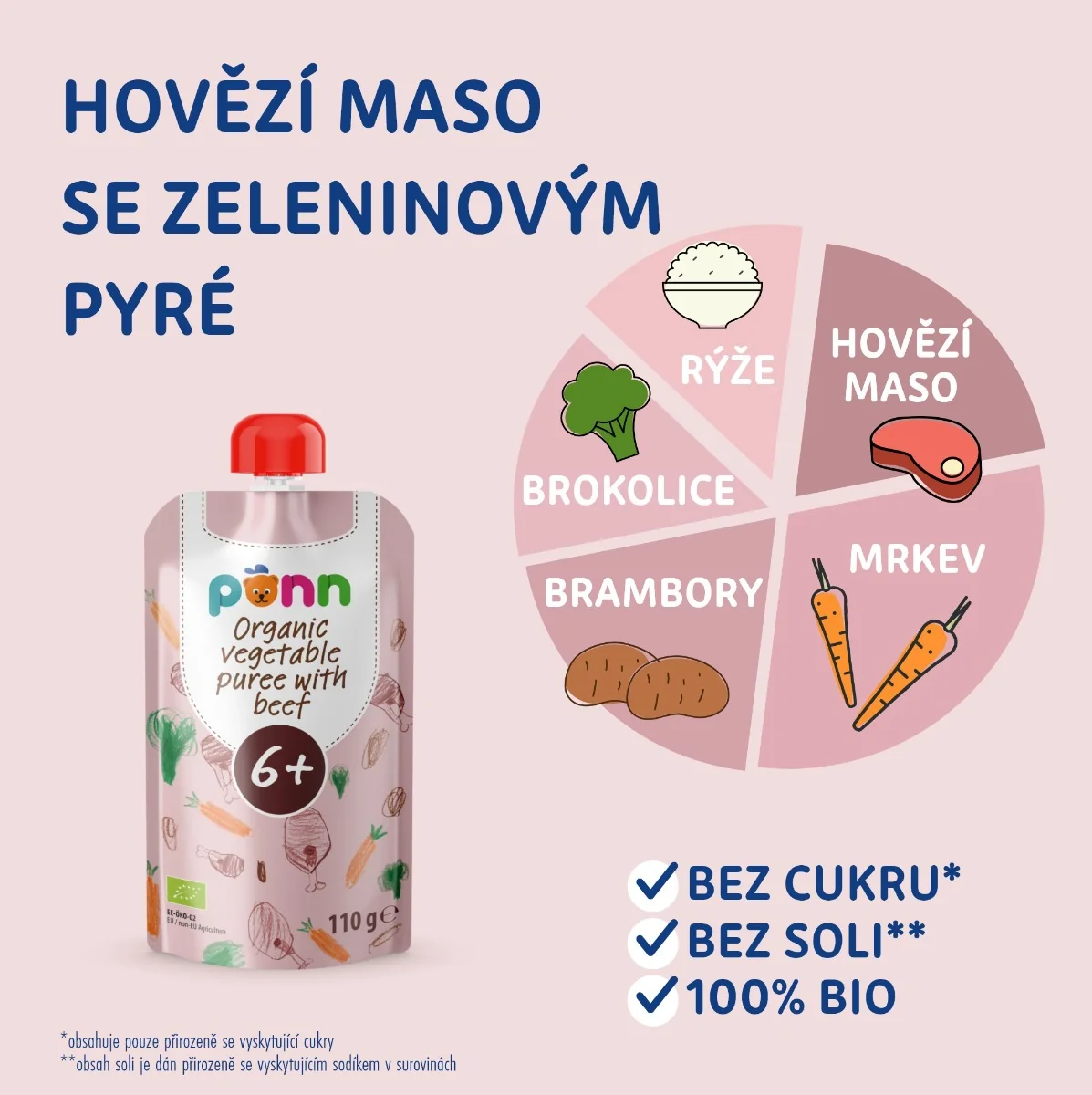 SALVEST Põnn BIO Hovězí maso se zeleninovým pyré 100 g