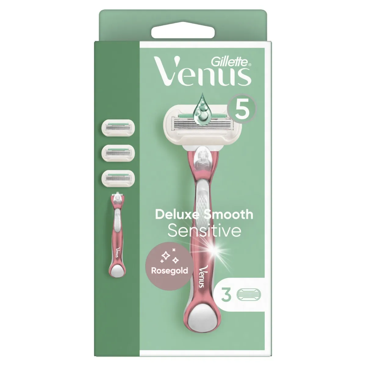 Gillette Venus Deluxe Smooth Sensitive RoseGold dámský holicí strojek + 3 hlavice