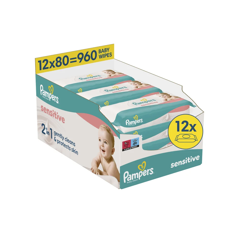 Pampers Sensitive Baby dětské čisticí ubrousky 12x80 ks