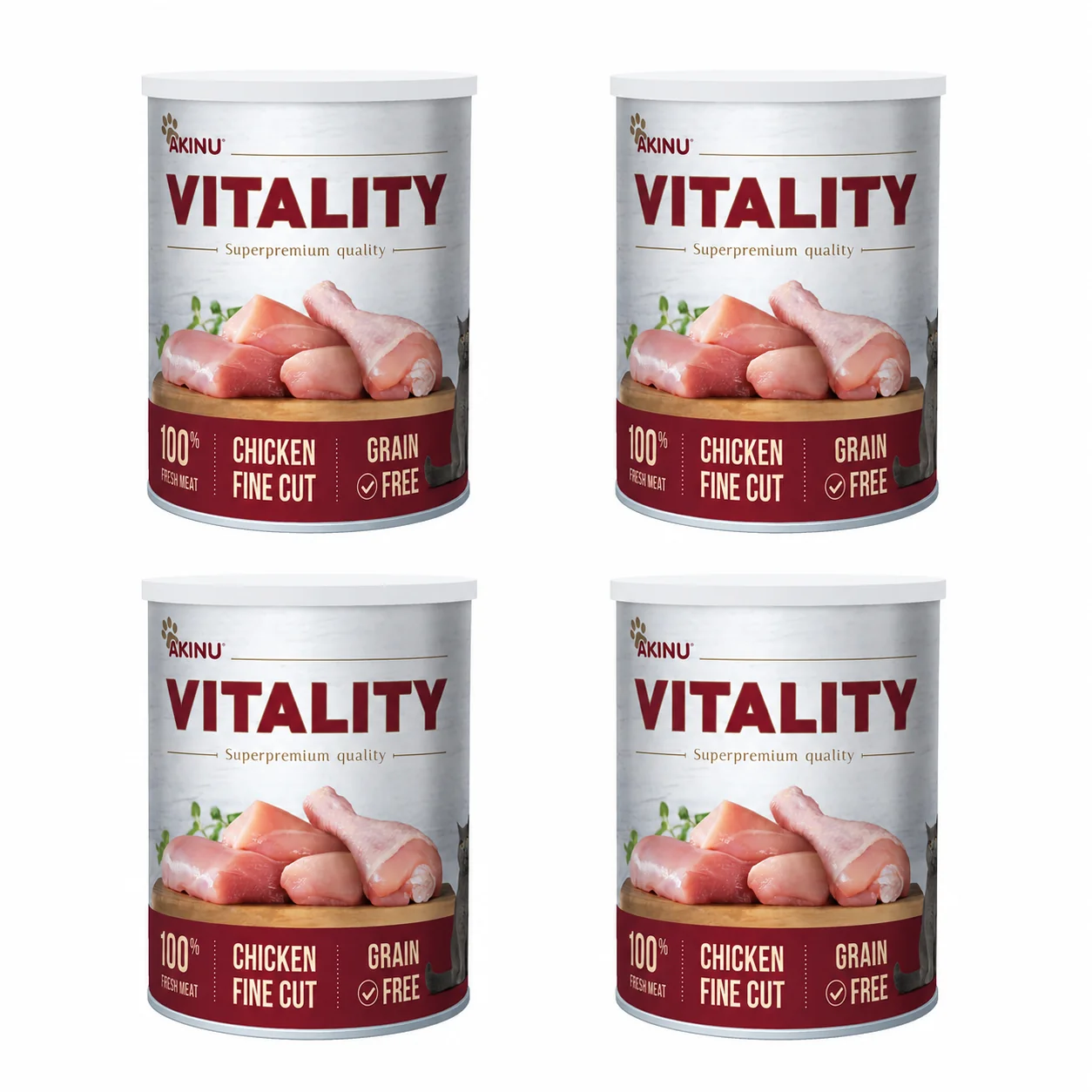 Akinu VITALITY Kuřecí jemně krájené konzerva pro kočky 4 x 400 g
