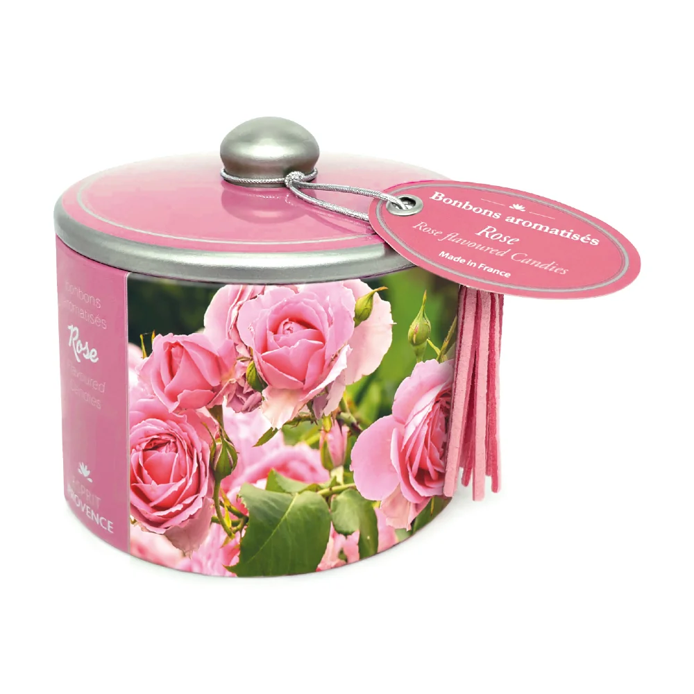 Esprit Provence Bonbony v plechovce s příchutí Růže 85 g